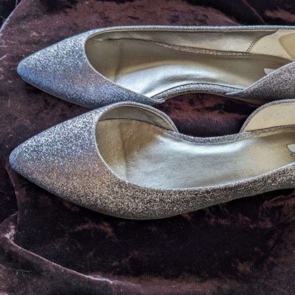 Silver Flats, Glam Glitter Holiday Dress Shoes, BP brand sz 8 Near Perfect - Picture 12 of 14